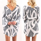 Geometric Print Bell Sleeve Dress