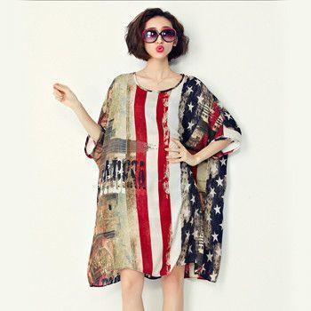 American Flag Oversized Chiffon Dress