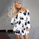 Off Shoulder Floral Bell Sleeve Dress
