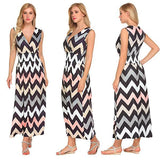 V Neck Chevron Maxi Dress