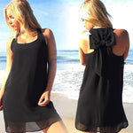 Chiffon Shift Tank Dress with Bow