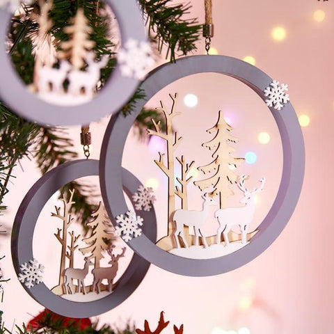 3 Pcs Christmas DIY Wooden Reindeer Decor