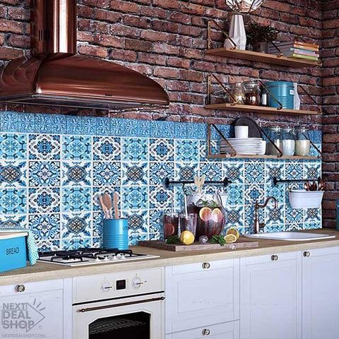 4 Pcs DIY Mediterranean Tile Stickers