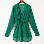 Plunge Neck Mini Dress in Green