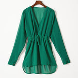 Plunge Neck Mini Dress in Green