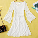 Long Sleeve Lace Dress in White