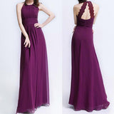 Halter Neck Lace Back Evening Gown