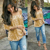 Off Shoulder Sequin Top